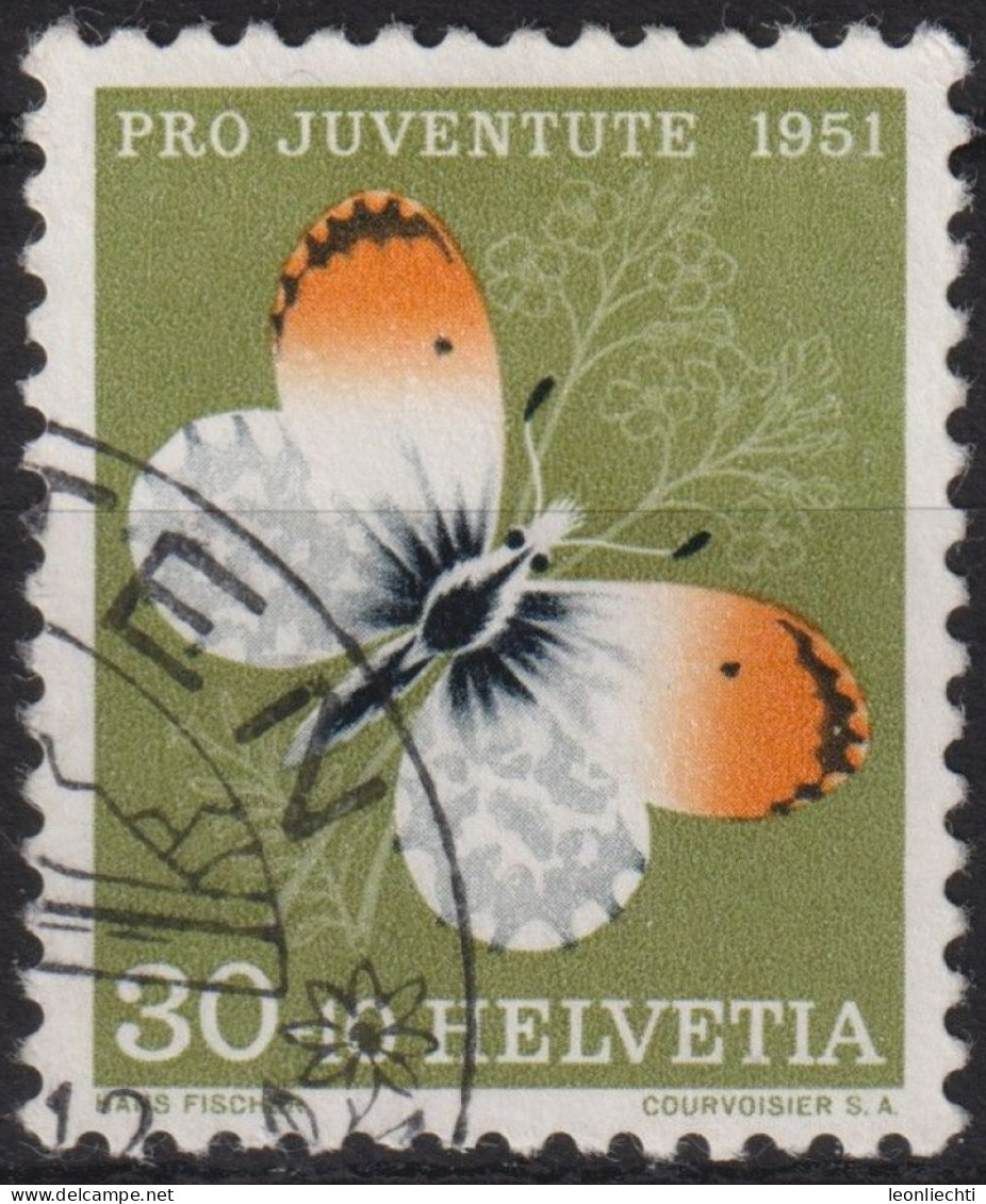 1951 Schweiz Pro Juventute ° Zum:CH J141,Yt:CH 515, Mi:CH 564, Aurorafalter, Insekten - Used Stamps