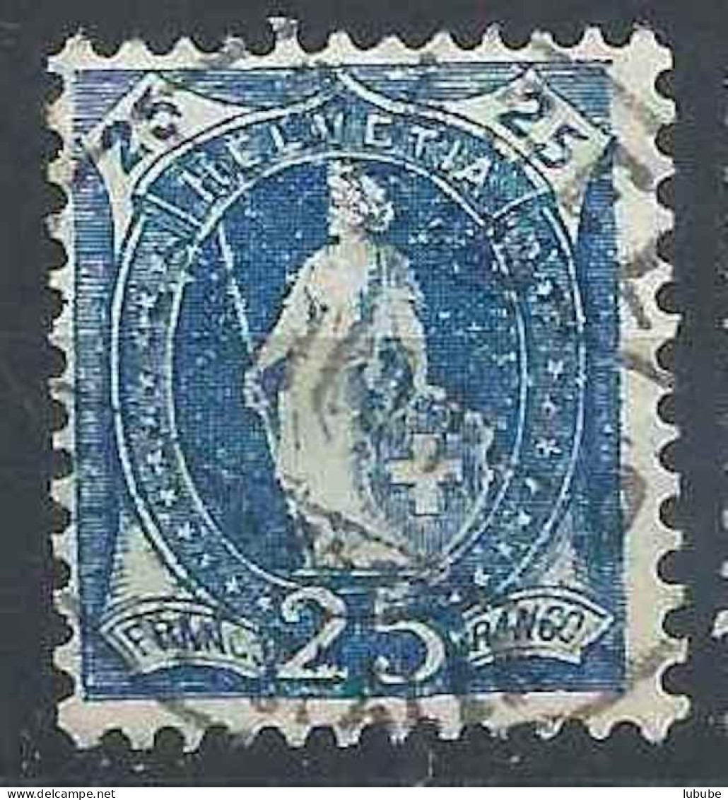 Stehende Helvetia 73D, 25 Rp.blau  BASEL AEUSSERE SPALEN (fleckig)      1901 - Oblitérés