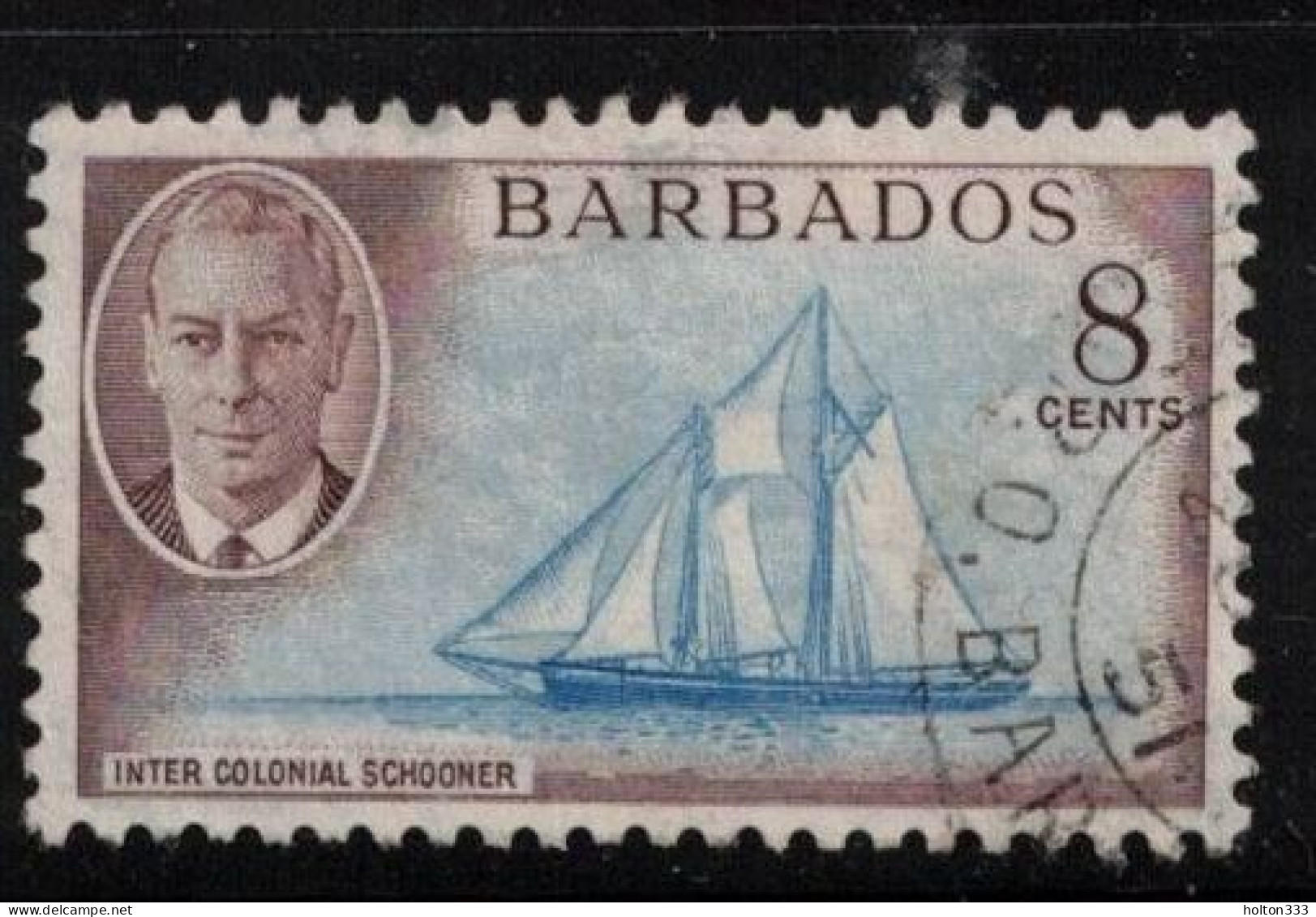 BARBADOS Scott # 221 Used - KGVI & Inter Colonial Schooner - Barbades (...-1966)