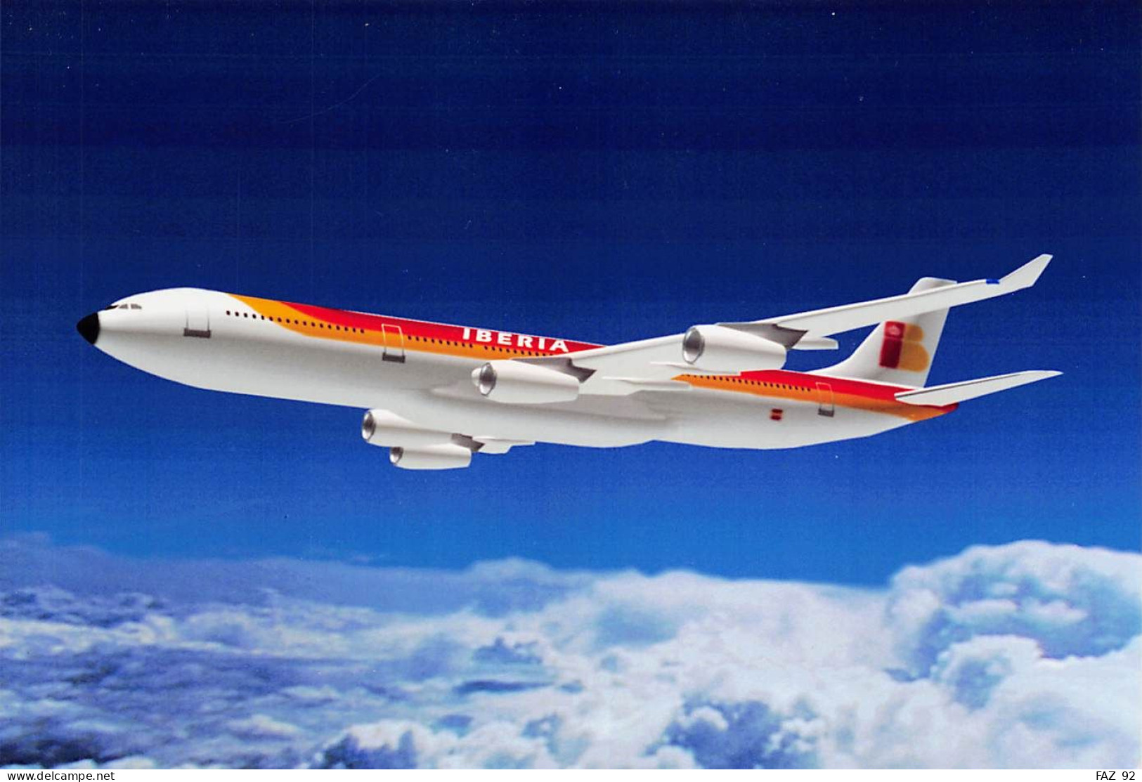 Airbus A340 In Iberia Colours - 180 X 130 Mm. - Photo Presse Originale - Aviation