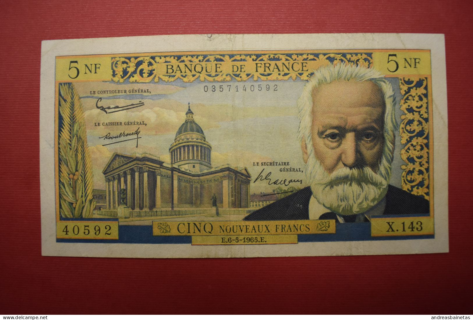 Banknotes France 5 Nouveaux Francs - Pasteur Type 1959 P# 141, Fay# 56 - 5 NF 1959-1965 ''Victor Hugo''