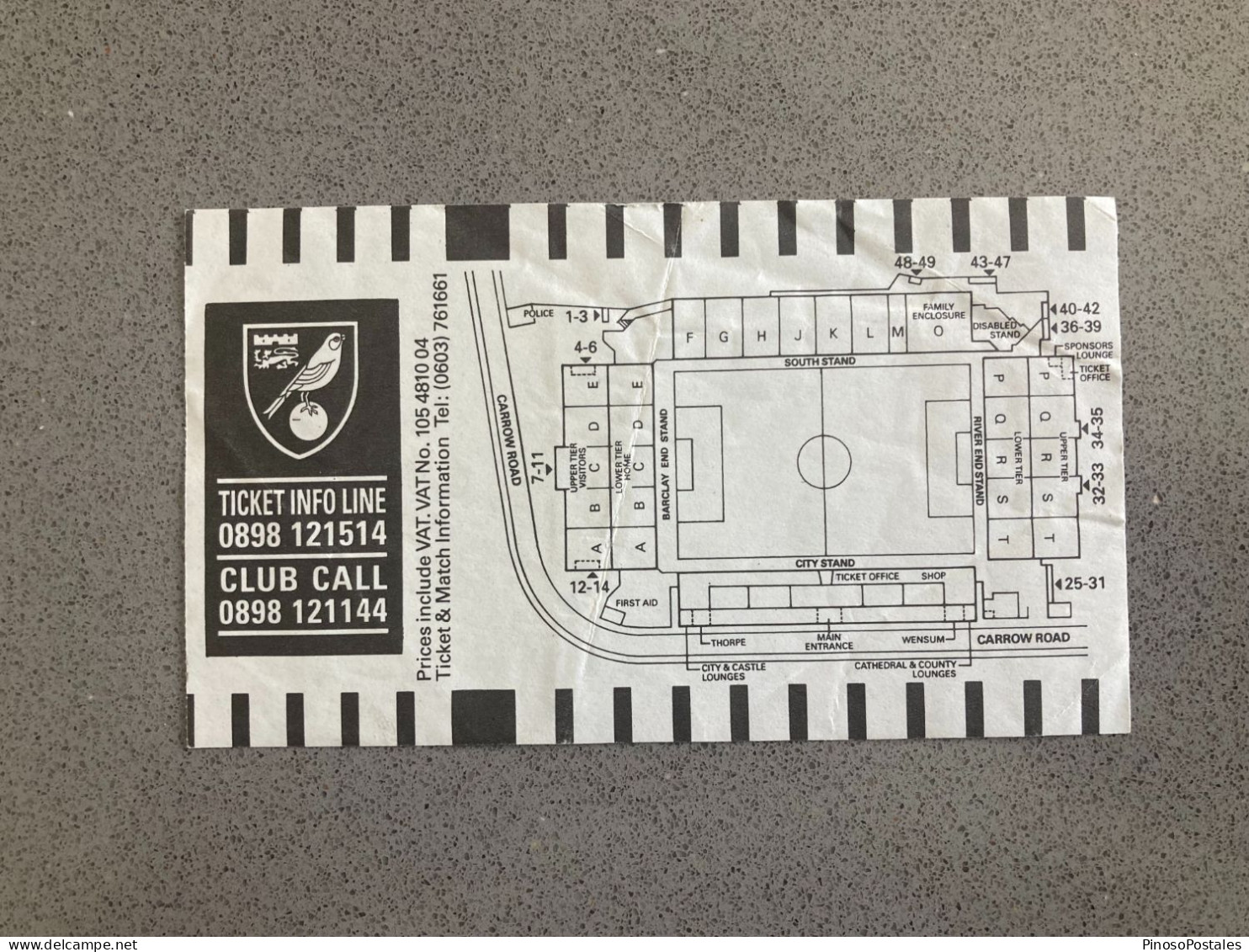 Norwich City V Sheffield Wednesday 1992-93 Match Ticket - Tickets D'entrée