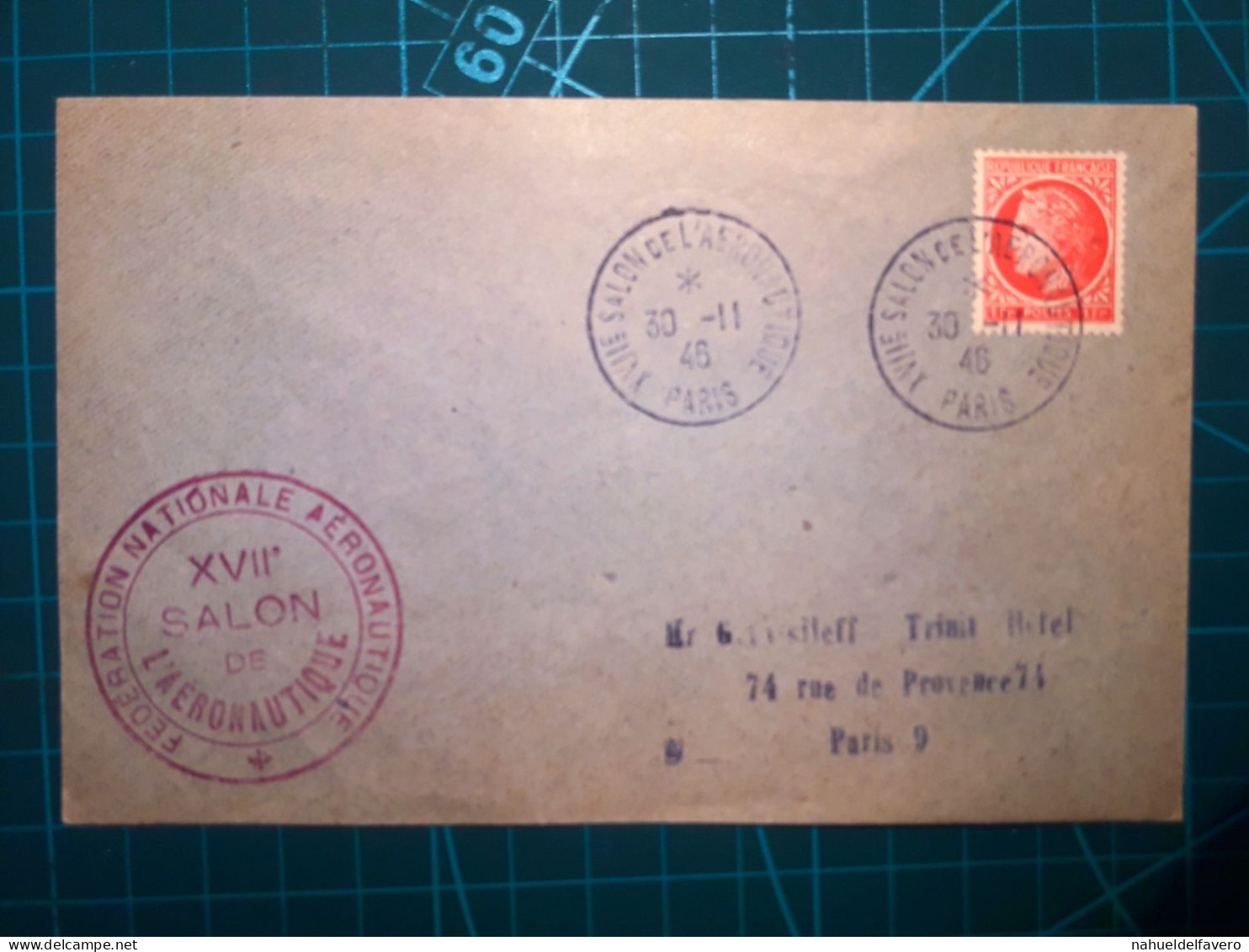 FRANCE, Enveloppe Circulée à Paris Avec Cachet Spécial Du "XVIIe Salon De L'Aéronautique" De L'année 1946. - Gebruikt