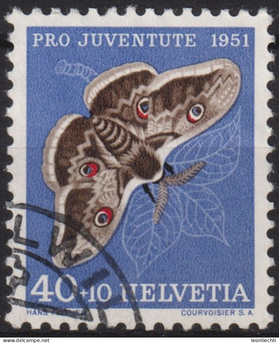 1951 Schweiz Pro Juventute ° Zum:CH J142,Yt:CH 516, Mi:CH 565, Nachtpfauenauge, Insekten - Used Stamps