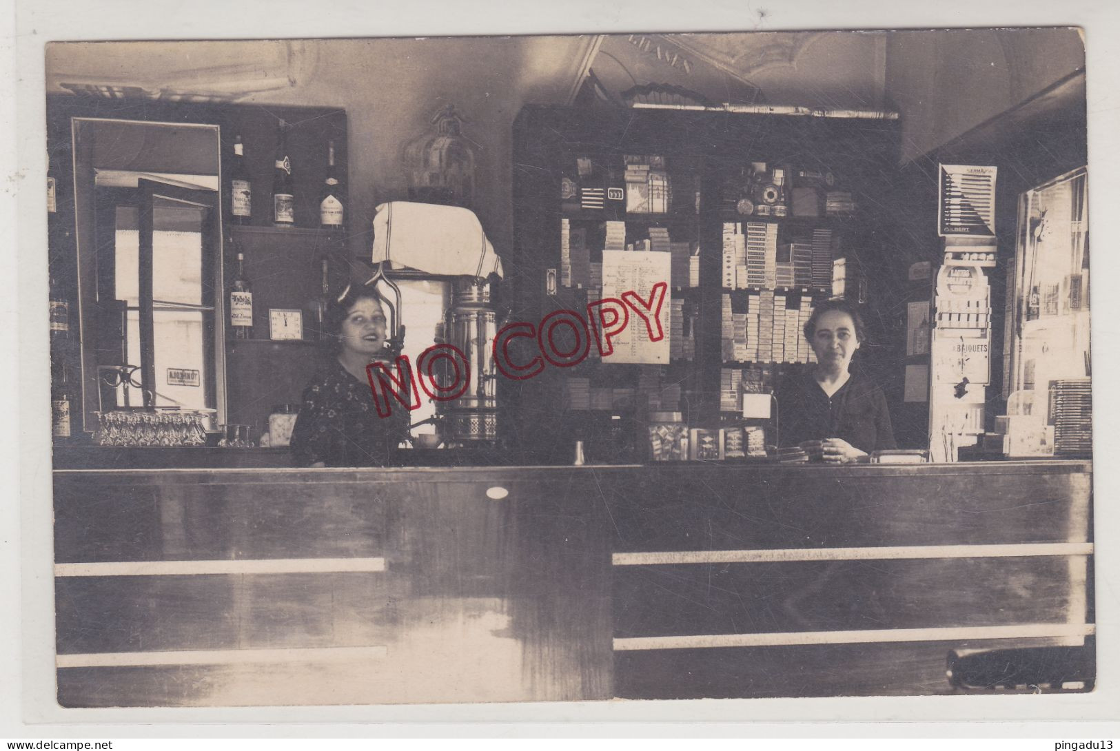 Fixe Carte Photo Intérieur D'un Bar Tabac Café Percolateur Années 30 Très Bon état - Cafés