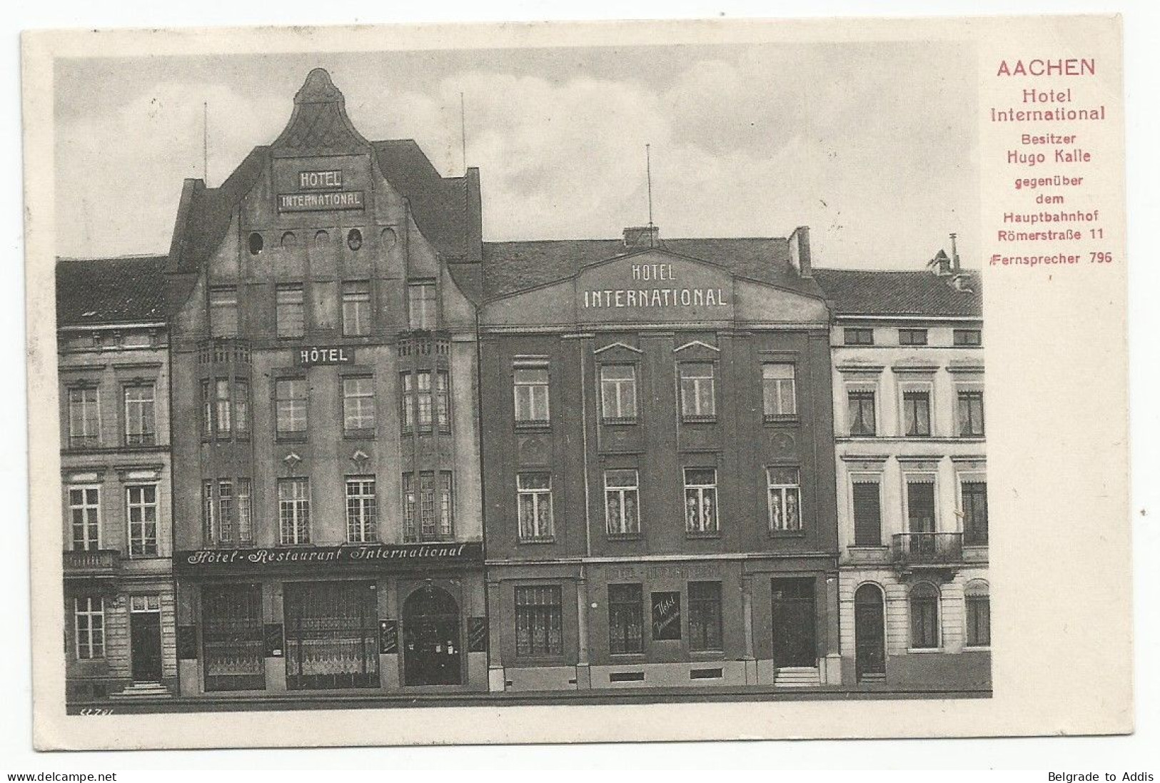 Deutschland CPA Postcard Postkarte Aachen Hotel International 1904 Ambulant TPO Cancel Zug Cöln - Verviers Belgique - Aachen