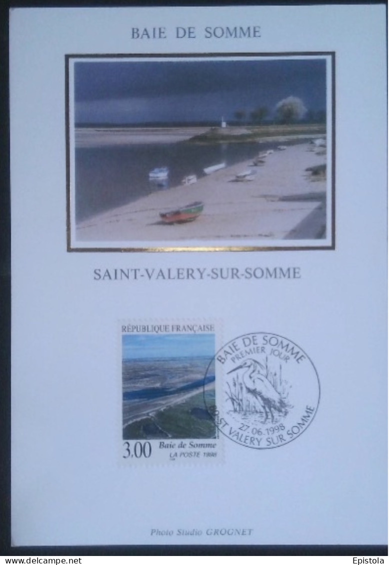 ►   - Carte Maximum Card - 1998 - YT 3168 - La Baie De Somme Sur Soie - Cachet Saint-Valéry-sur-Somme - 1990-1999