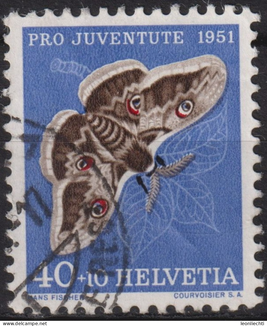 1951 Schweiz Pro Juventute ° Zum:CH J142,Yt:CH 516, Mi:CH 565, Nachtpfauenauge, Insekten - Oblitérés