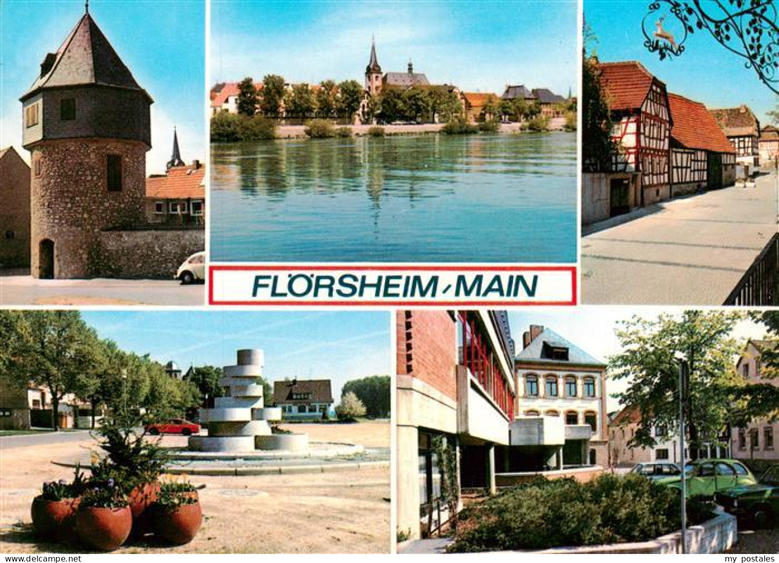 73884061 Floersheim Main Turm Mainpartie Strasse Brunnen  Floersheim Main - Flörsheim