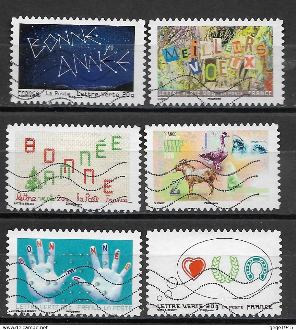 France 2012  Oblitéré Autoadhésif  N° 764 - 765 - 766 - 770 - 771 - 774  -     Meilleurs Voeux - Used Stamps