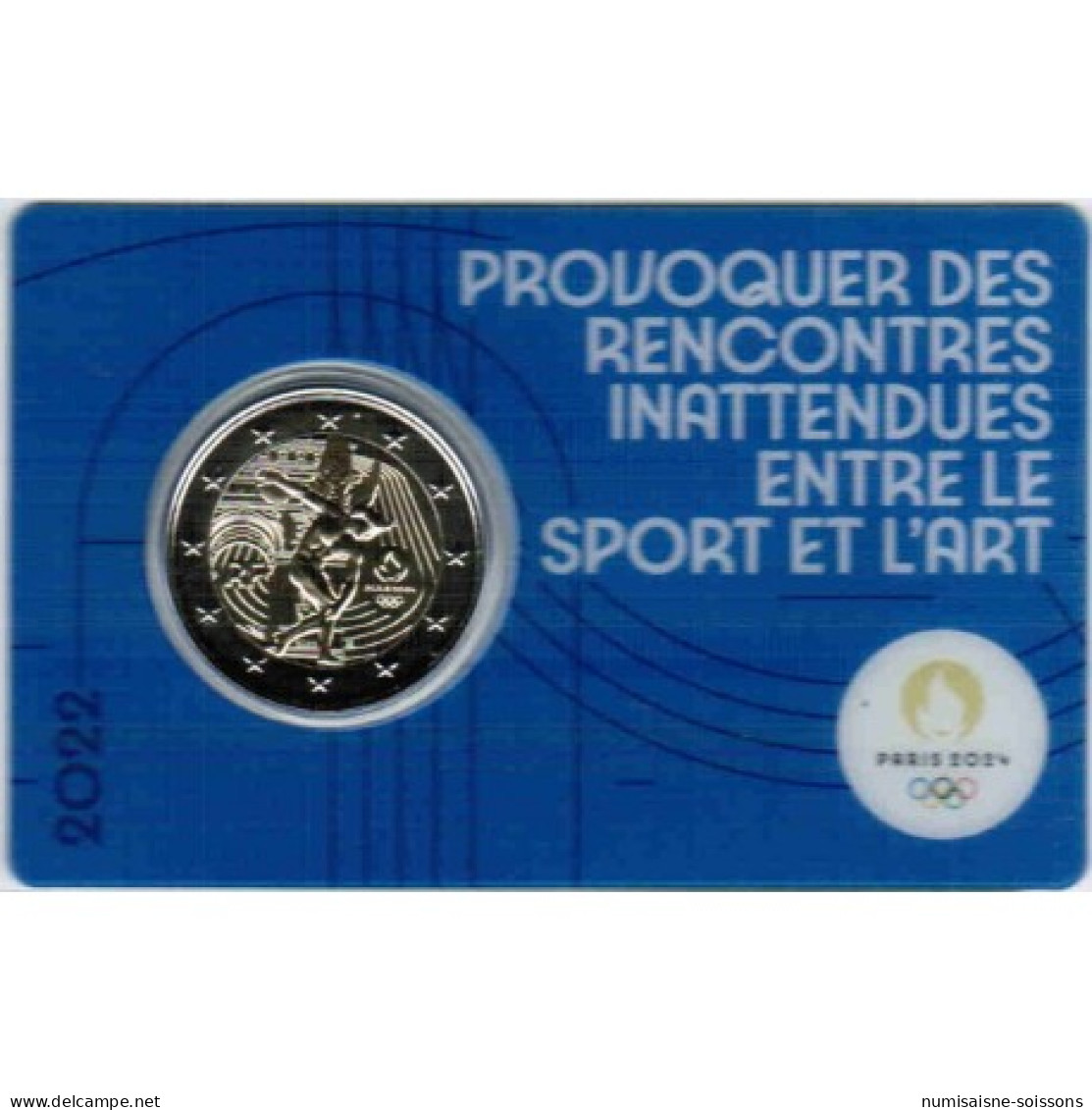 FRANCE - 2 EURO 2022 - JEUX OLYMPIQUES 2024 - COINCARD BLEUE - BU - Francia