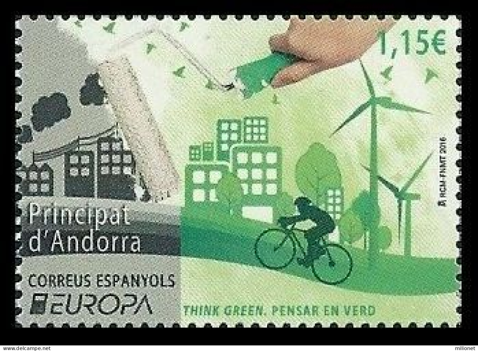 SALE!!! SPANISH ANDORRA ESPAÑOLA 2016 EUROPA CEPT Think Green 1 Stamp Set MNH ** - 2016