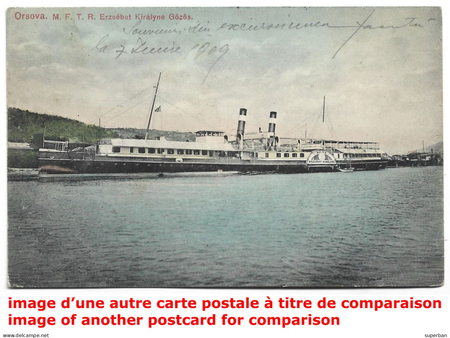 ORSOVA : KIKÖTORESZLET / HAFEN - M.F.T.R. PASSENGER SHIP " ERZSÉBET KIRÁLYNE " On DANUBE At ORSOVA ~ 1905 - '910 (an592) - Roumanie