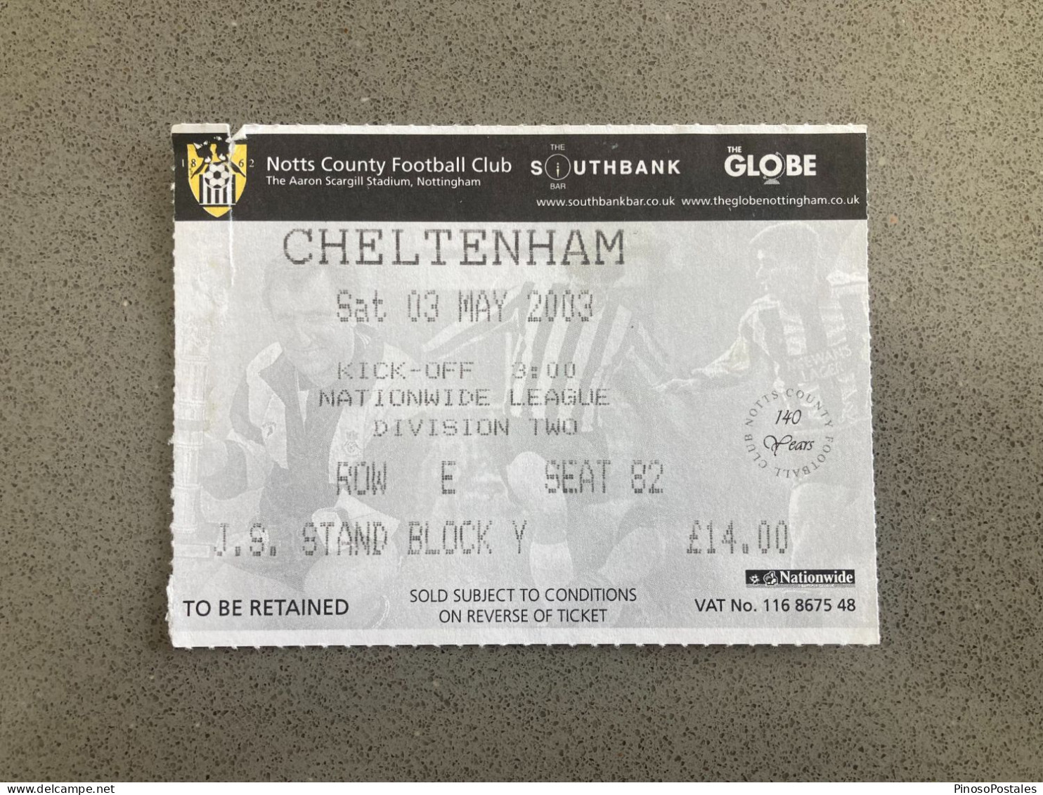 Notts County V Cheltenham Town 2002-03 Match Ticket - Eintrittskarten