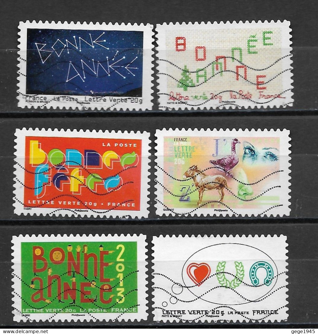 France 2012  Oblitéré Autoadhésif  N°  764 - 766 - 769 - 770 - 772  - 774   -     Meilleurs Voeux - Used Stamps