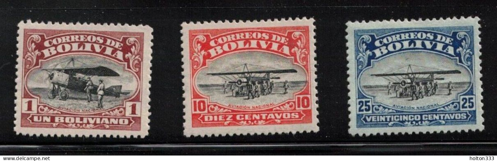 BOLIVIA Scott # C1, C3, C5 MH - Airmails With Airplanes - Bolivie