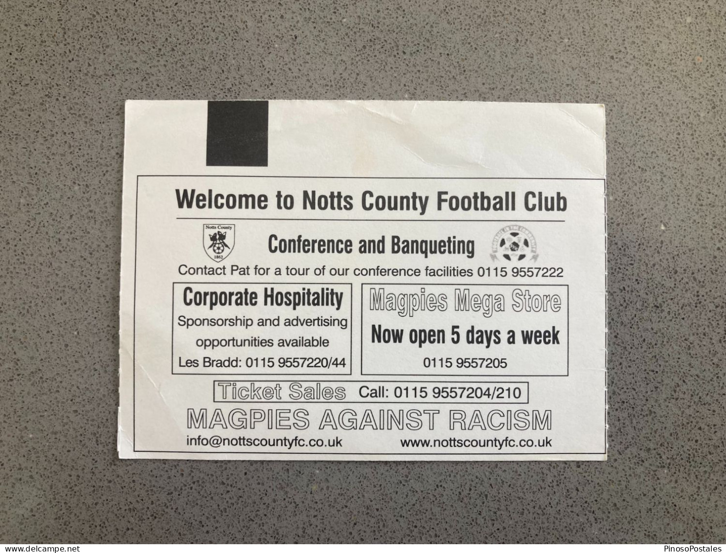 Notts County V Lincoln City 2006-07 Match Ticket - Biglietti D'ingresso