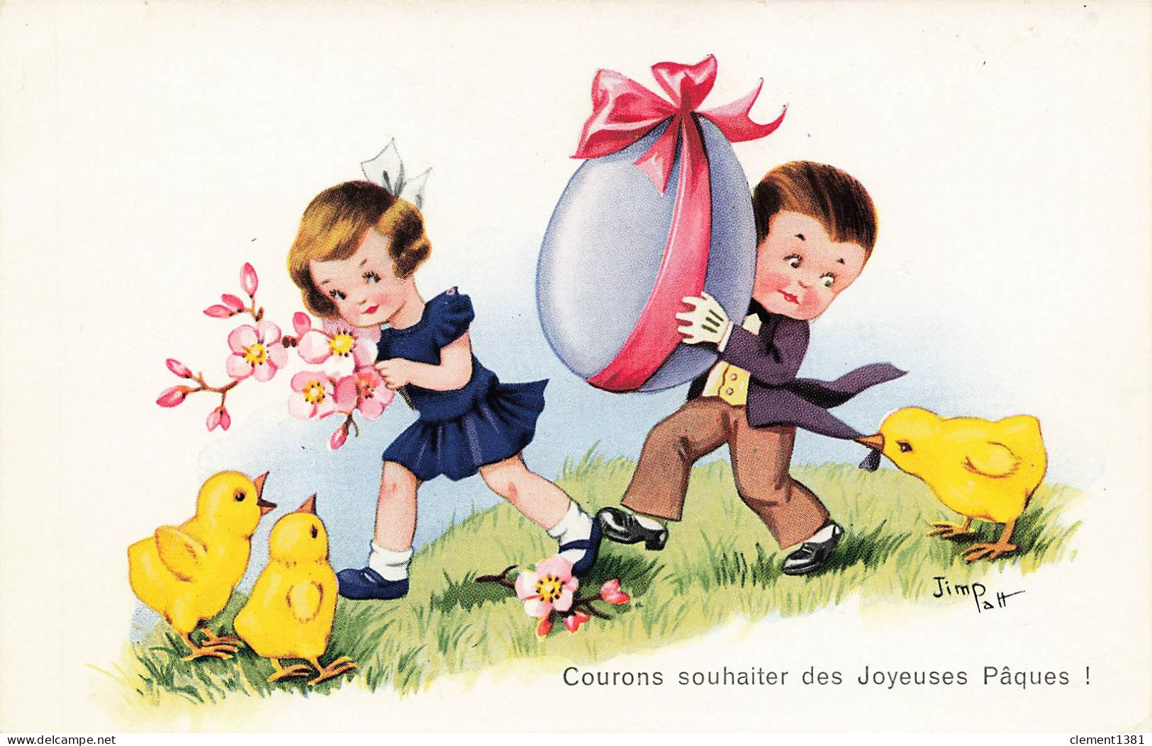 Illustrateur Illustration Jim Patt Courons Souhater Des Joyeuses Paques Poussins Easter Enfants - Autres & Non Classés