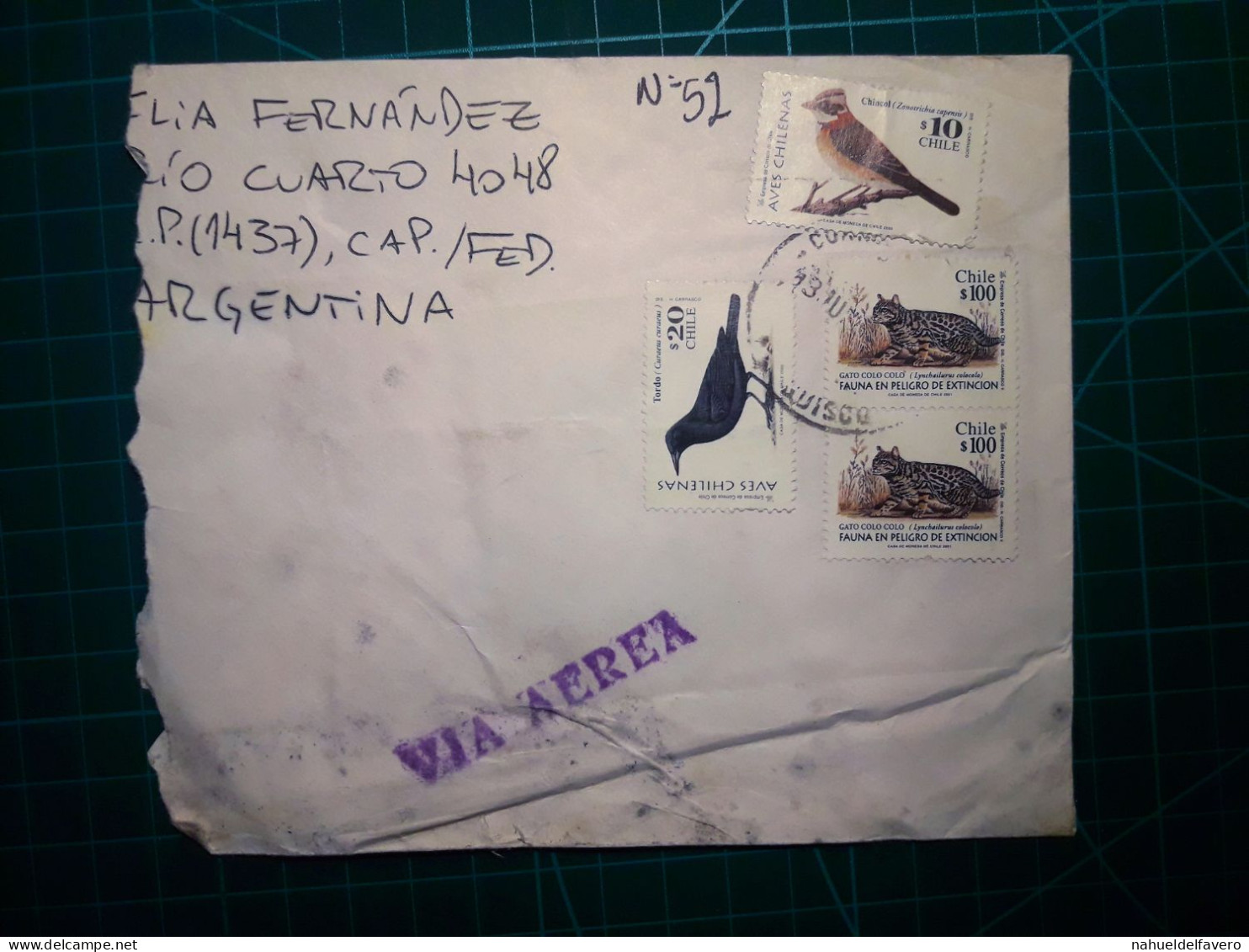 CHILI, Enveloppe Circulée Par Voie Aérienne Vers La Capitale Fédérale, Argentine Avec Une Variété De Timbres Postaux (oi - Cile