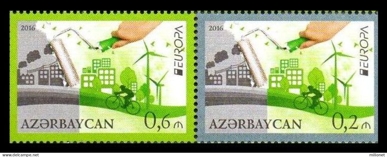 SALE!!! AZERBAIYAN AZERBAIJAN AZERBAÏDJAN ASERBAIDSCHAN 2016 EUROPA CEPT Think Green 2 Stamps Ffrom Booklet MNH ** - 2016