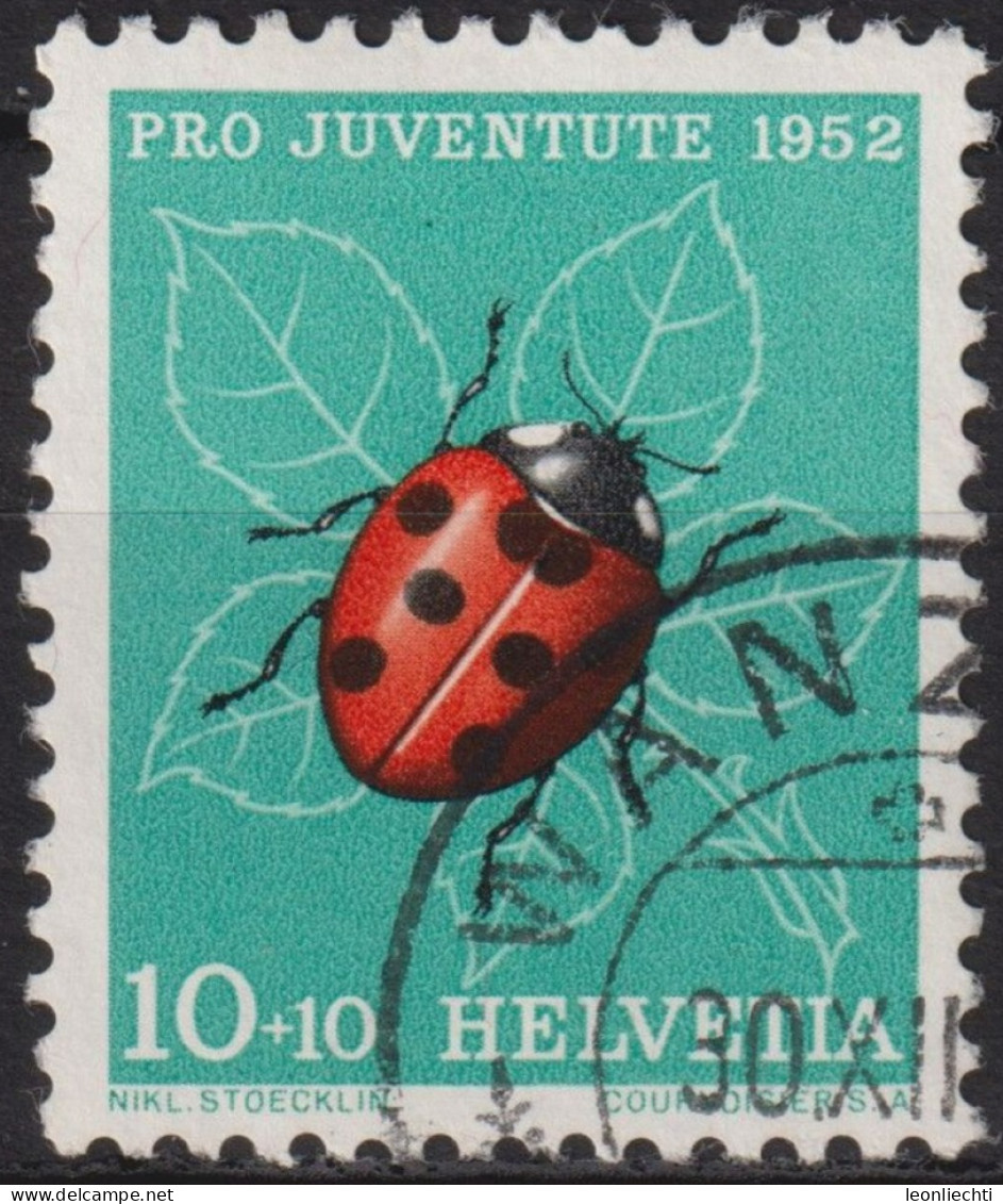 1952 Schweiz Pro Juventute ° Zum:CH J144,Yt:CH 527, Mi:CH 576, Marienkäfer, Insekten - Oblitérés