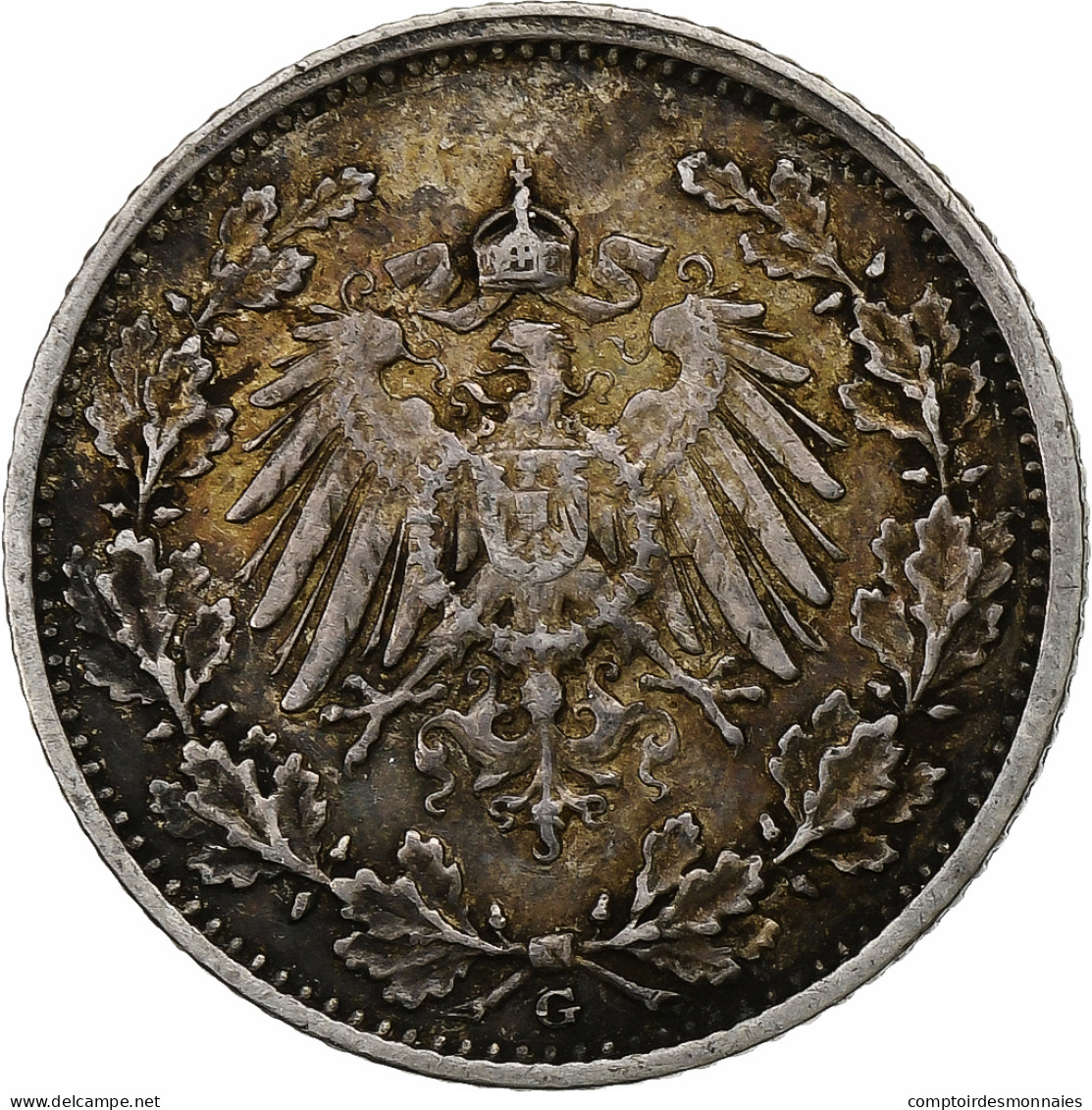 Empire Allemand, 1/2 Mark, 1906, Karlsruhe, Argent, TTB, KM:17 - 1/2 Mark