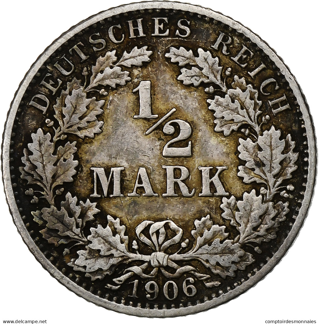 Empire Allemand, 1/2 Mark, 1906, Karlsruhe, Argent, TTB, KM:17 - 1/2 Mark
