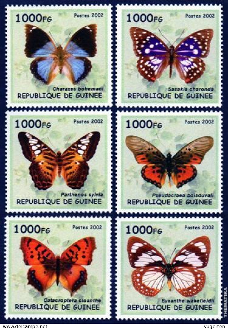 GUINEA  - 2002 - 6v - MNH - Butterfly - Butterflies - Papillons - Schmetterlinge - Mariposas - Farfalle - Borboletas - Vlinders