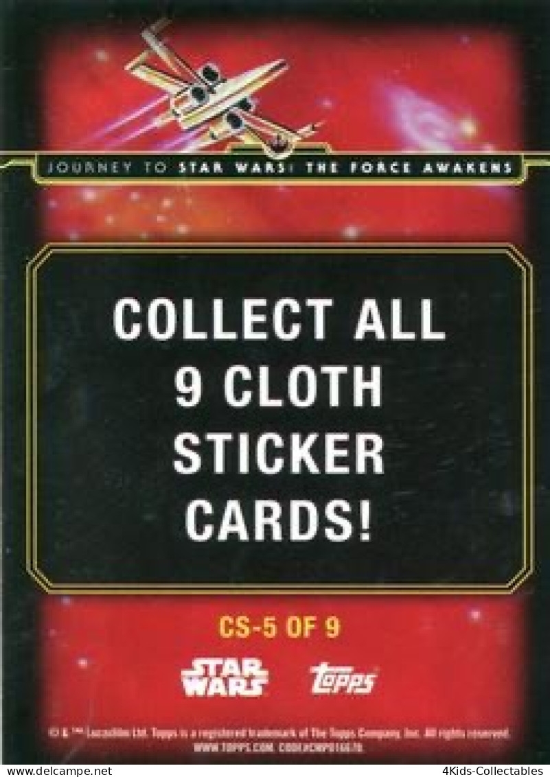 2015 Topps STAR WARS Journey To The Force Awakens "Cloth Stickers" CS-5 Finn - Star Wars