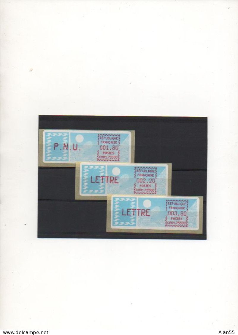 FRANCE.1985. C001-75500.  TROIS VIGNETTES (NEUVES). TYPE A. PARIS RP LOUVRE - 1985 Papel « Carrier »