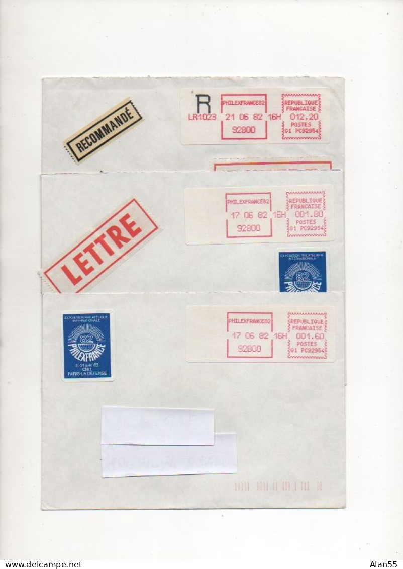 FRANCE.1982. "PHILEXFRANCE 82". G1 PC92954. TROIS LETTRES (ayant VOYAGE). - Briefe U. Dokumente