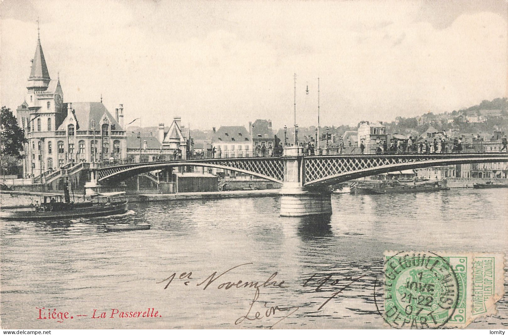 Belgique Liège La Passerelle CPA Cachet 1907 - Liège