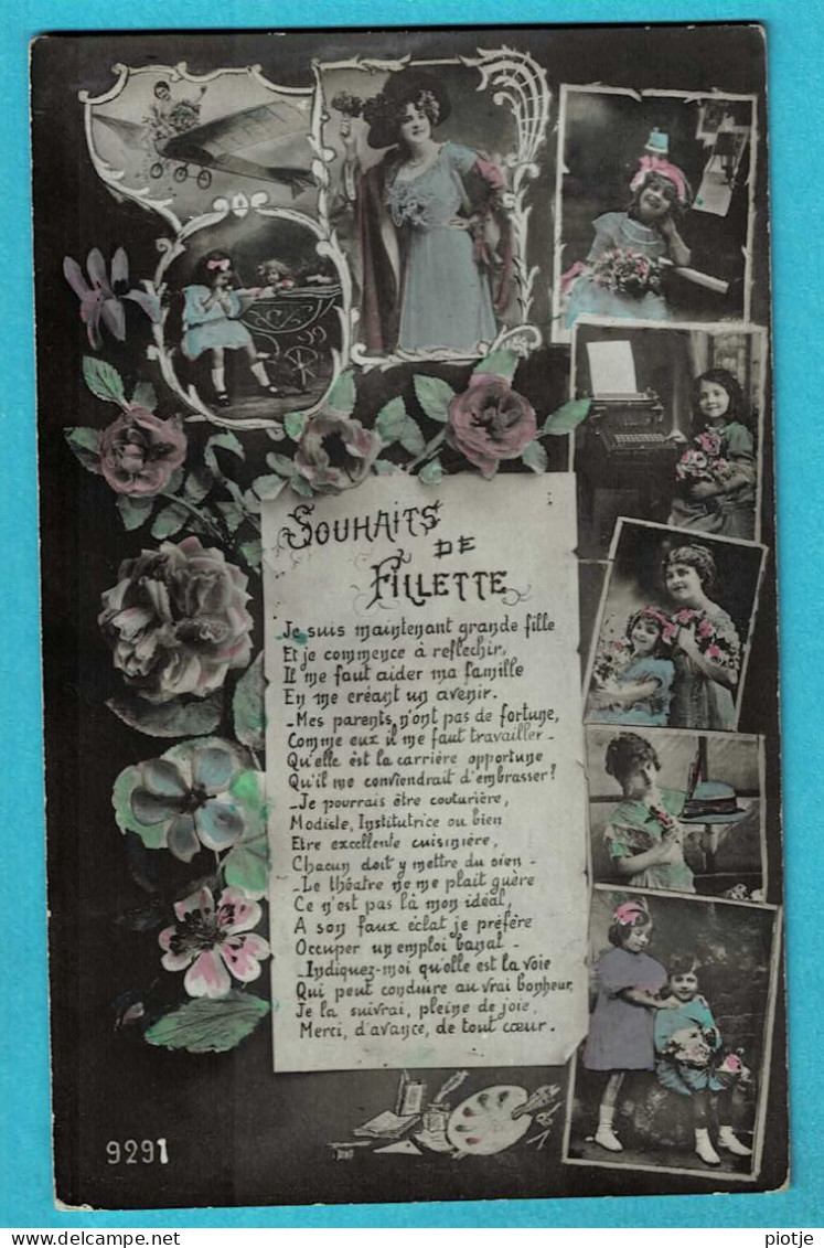 * Fantaisie - Fantasy - Fantasie (Souhaits De Fillette) * (9291) Maman, Femme, Enfant, Fleurs, Roses, Old - Autres & Non Classés