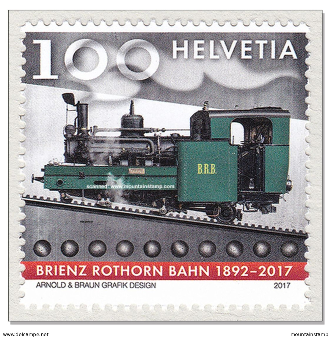 Switzerland 2017 (02/2017) 125th Anniversary Brienz Rothorn Rack Railway Mountains Berge ** - Ongebruikt