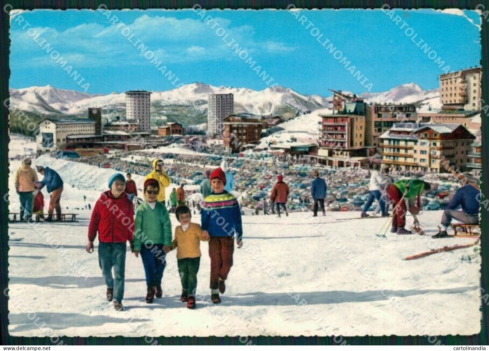 Torino Sestriere Nevicata Sci PIEGHINE Foto FG Cartolina KB2161 - Altri & Non Classificati