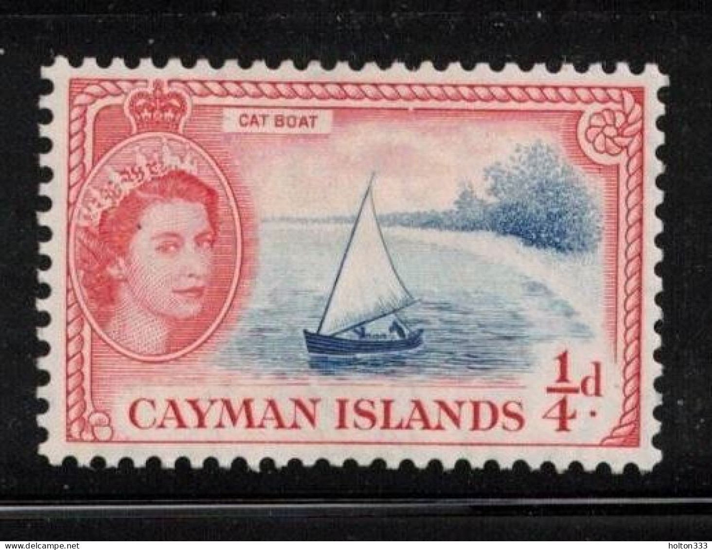 CAYMAN ISLANDS Scott # 135 MH  - QEII & Cat Boat - Kaaiman Eilanden