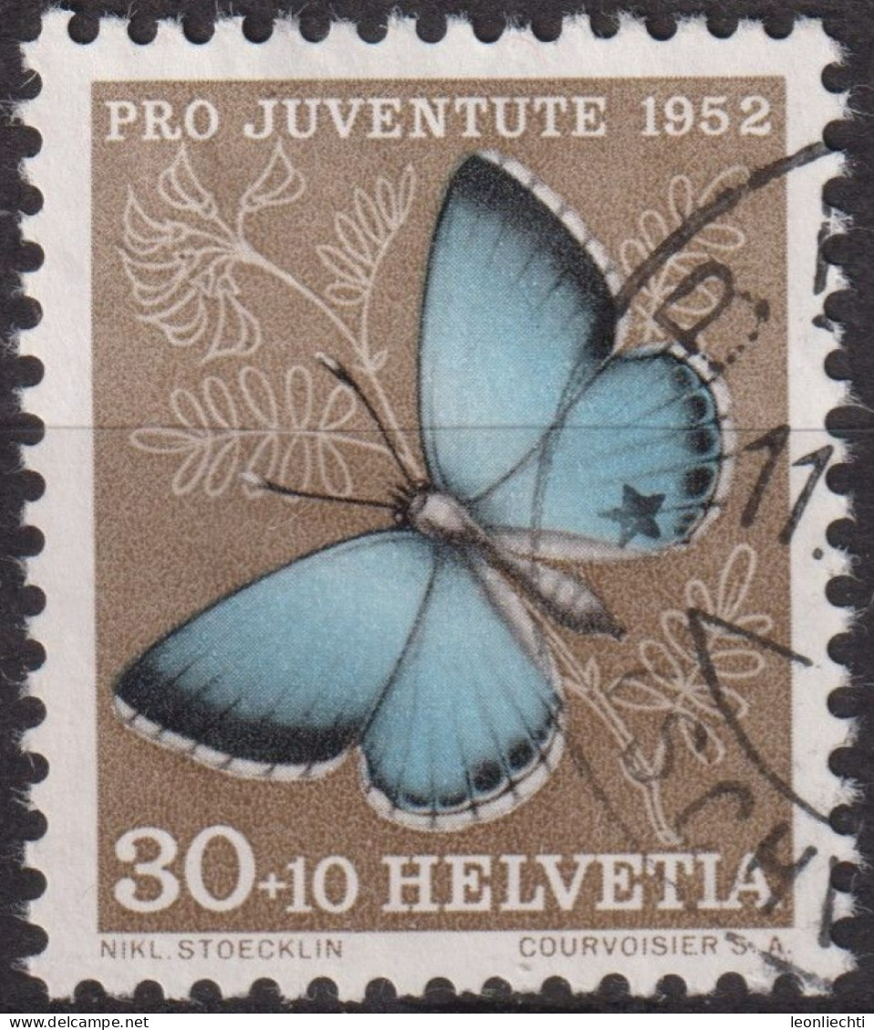 1952 Schweiz Pro Juventute ° Zum:CH J146,Yt:CH 529, Mi:CH 578, Silbergrauer Bläuling, Schmetterling, Insekten - Oblitérés