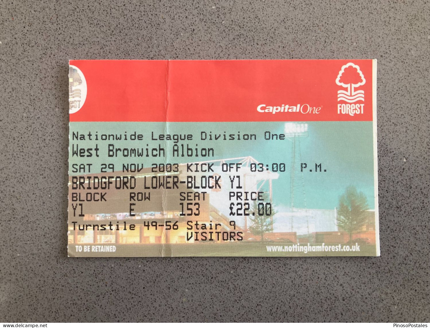 Nottingham Forest V West Bromwich Albion 2003-04 Match Ticket - Tickets D'entrée