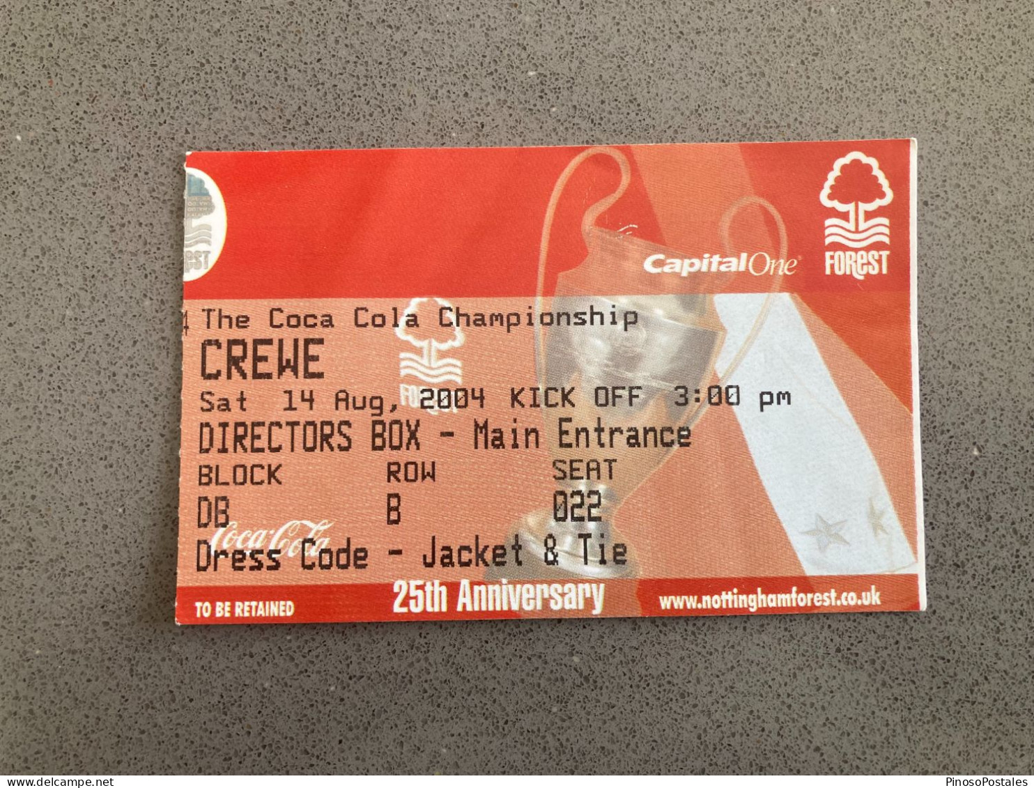 Nottingham Forest V Crewe Alexandra 2004-05 Match Ticket - Tickets D'entrée