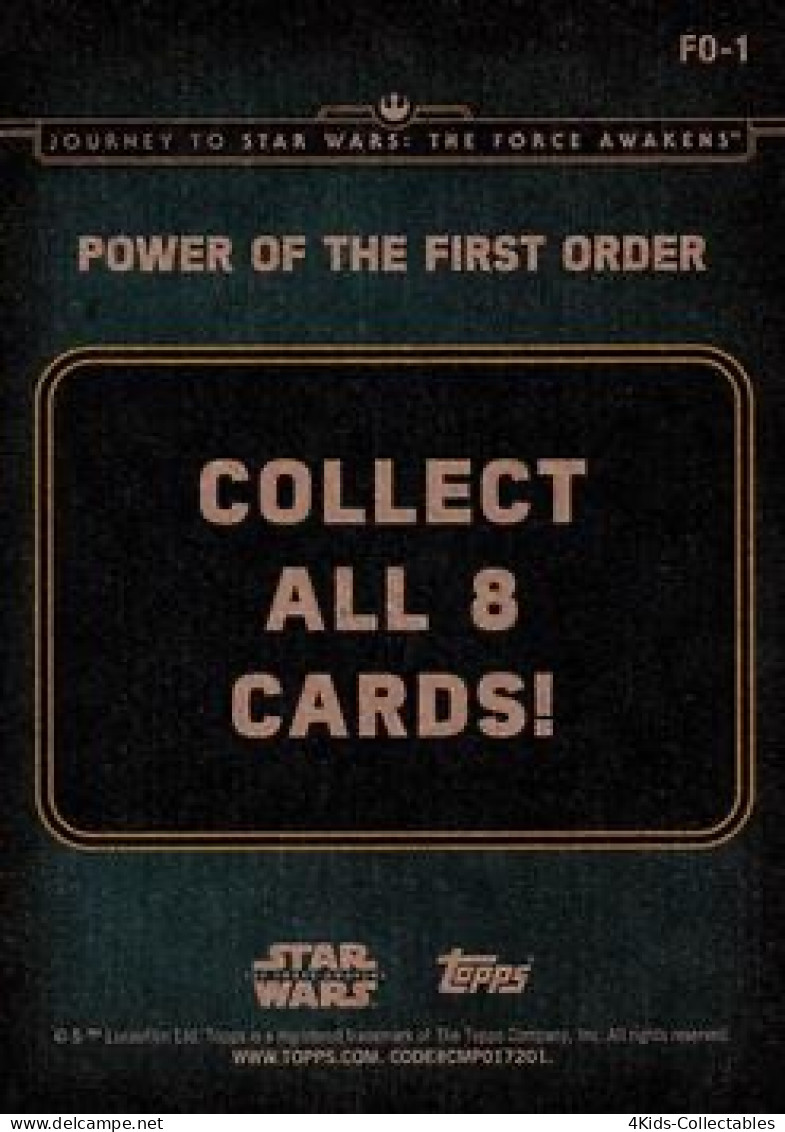 2015 Topps STAR WARS Journey To The Force Awakens "Power Of The First Order" FO-1 Kylo Ren - Star Wars