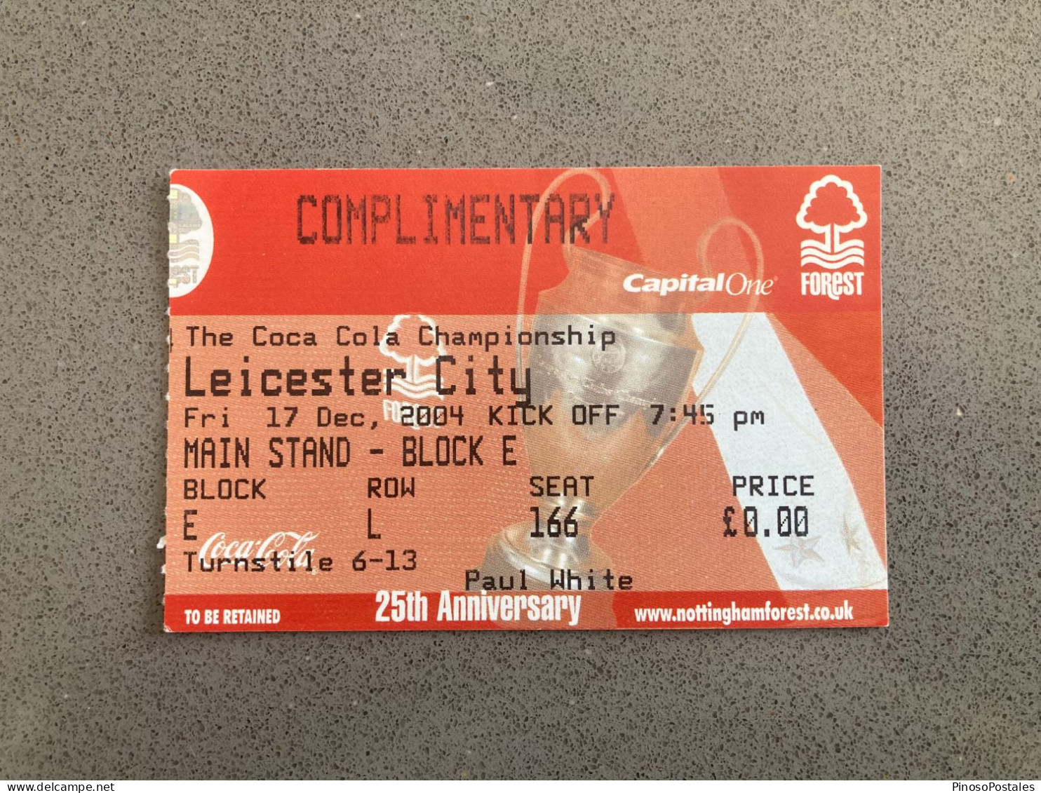 Nottingham Forest V Leicester City 2004-05 Match Ticket - Tickets & Toegangskaarten