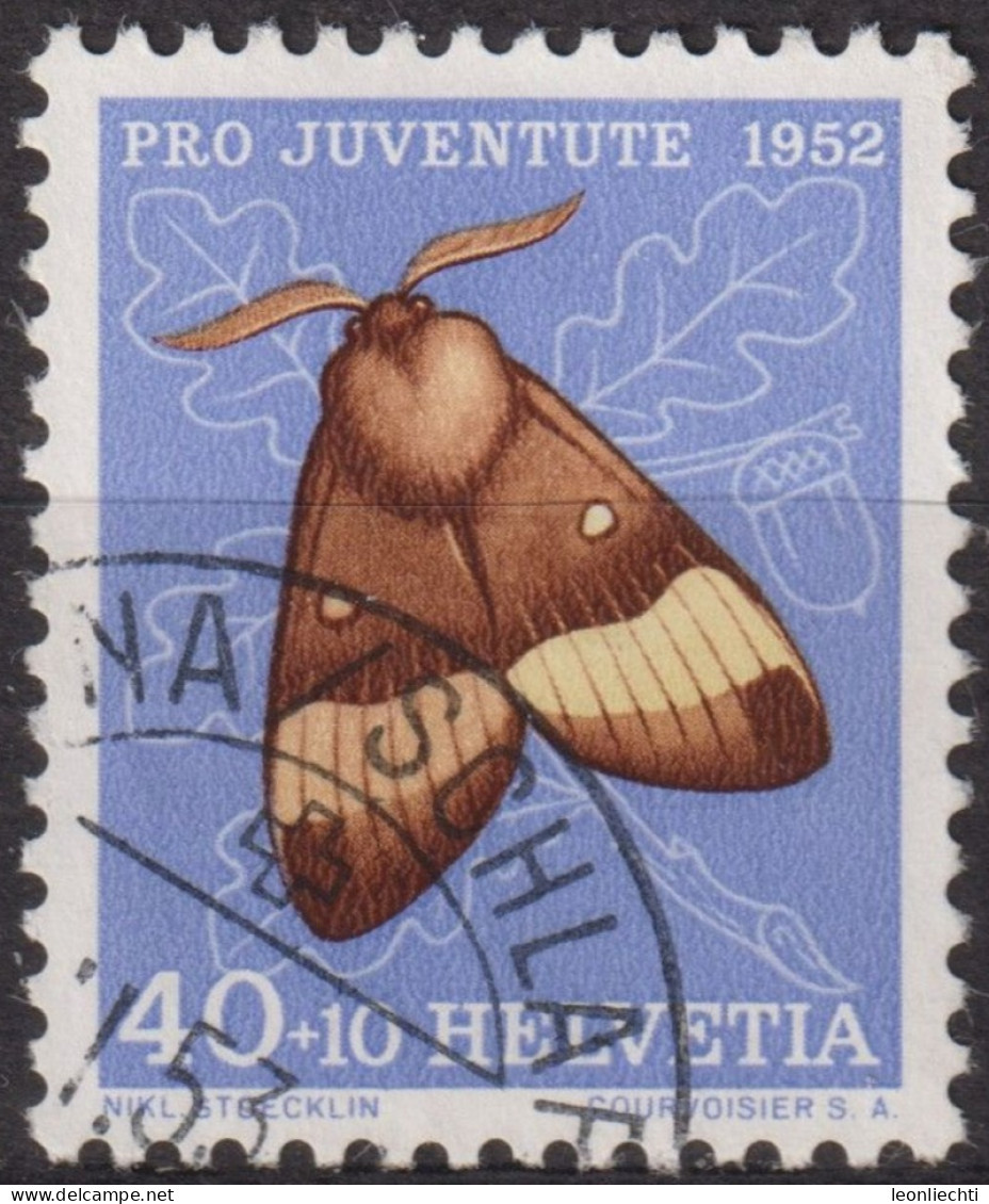 1952 Schweiz Pro Juventute ° Zum:CH J147,Yt:CH 530, Mi:CH 579, Eichenspinner, Schmetterling, Insekten - Oblitérés