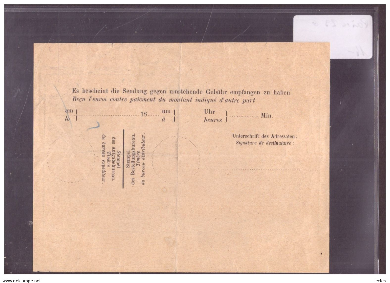 PAIRE DU No 39 SUR EXPRESS BESTELLSCHEIN - TIMBRES ET OBLITERATION TOP - Cartas & Documentos