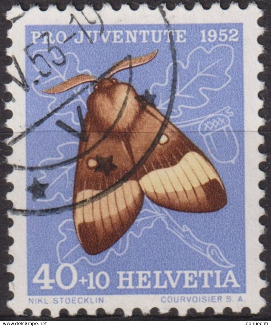 1952 Schweiz Pro Juventute ° Zum:CH J147,Yt:CH 530, Mi:CH 579, Eichenspinner, Schmetterling, Insekten - Used Stamps