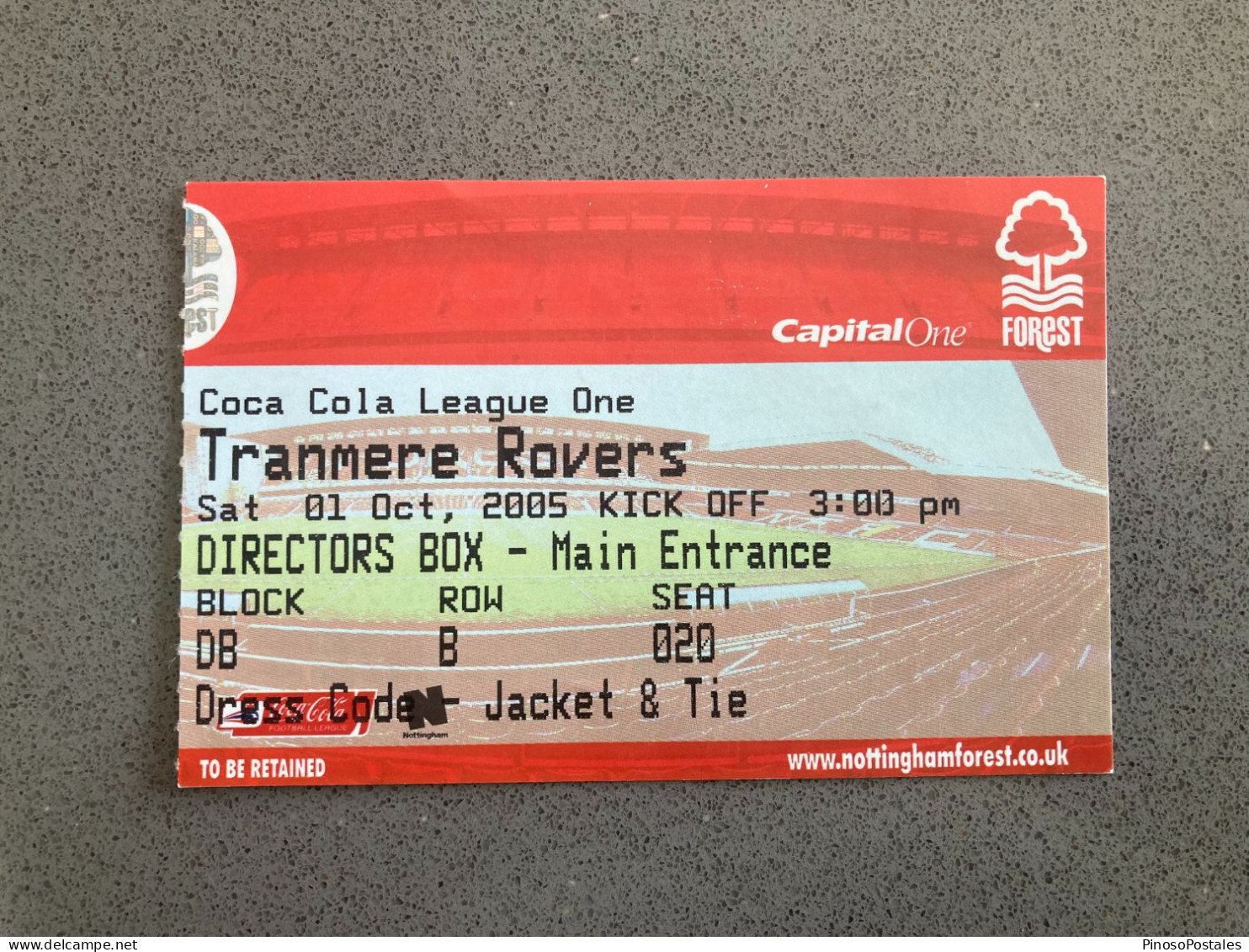 Nottingham Forest V Tranmere Rovers 2005-06 Match Ticket - Tickets & Toegangskaarten