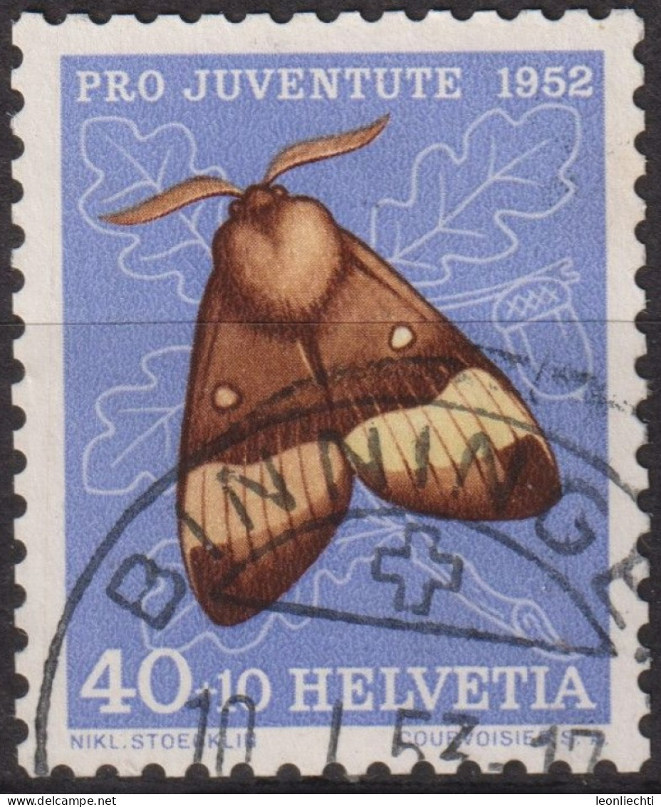 1952 Schweiz Pro Juventute ° Zum:CH J147,Yt:CH 530, Mi:CH 579, Eichenspinner, Schmetterling, Insekten - Oblitérés