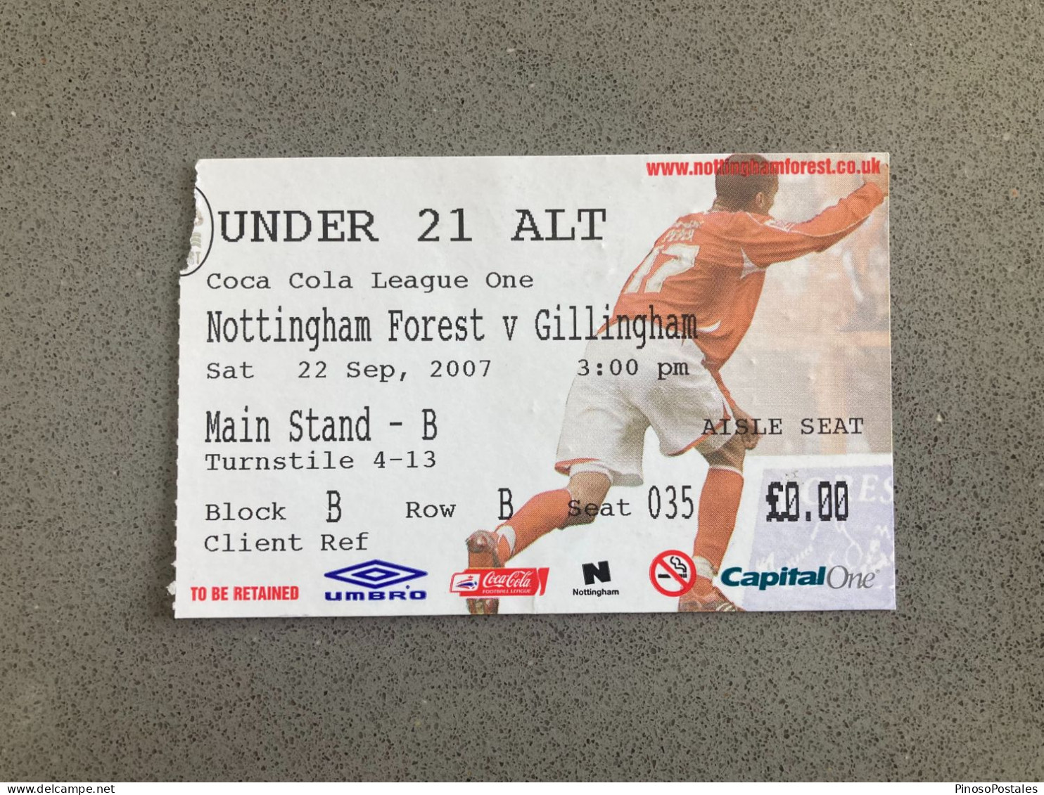 Nottingham Forest V Gillingham 2007-08 Match Ticket - Biglietti D'ingresso