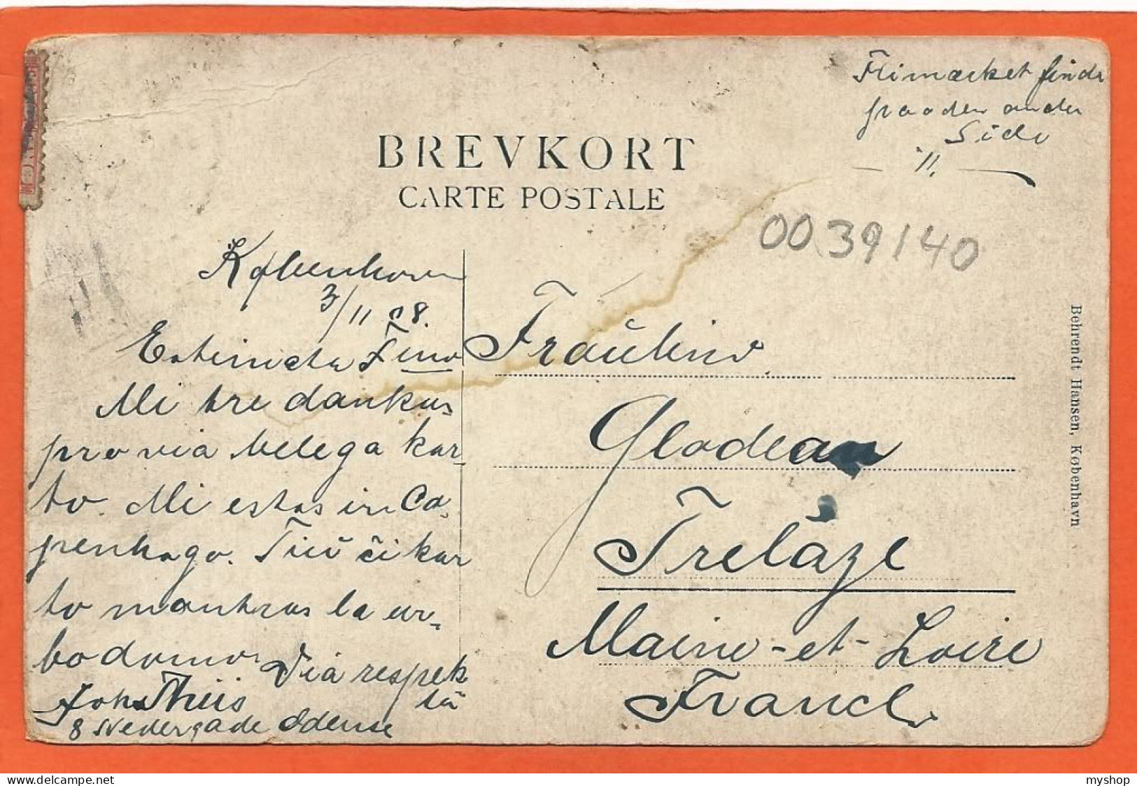 DK129_*    KØBENHAVN  RAADHUSET Med 3  SPORVOGN  * FRONT ANNULERING 1908 - Denmark