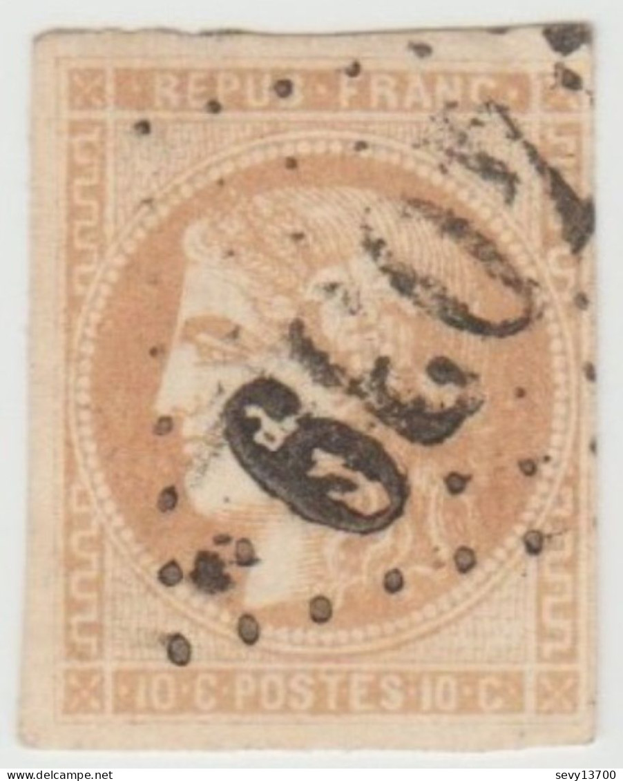 Ceres 10 C Non Dentelé 1870   - Oblitération 4039 Gros Chiffre TUCHAN Aude - 1870 Bordeaux Printing