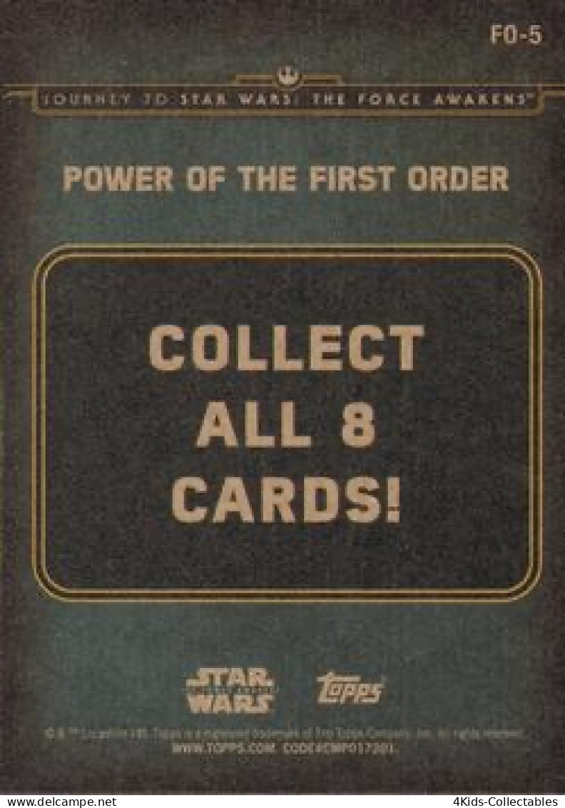 2015 Topps STAR WARS Journey To The Force Awakens "Power Of The First Order" FO-5 Flametrooper - Star Wars